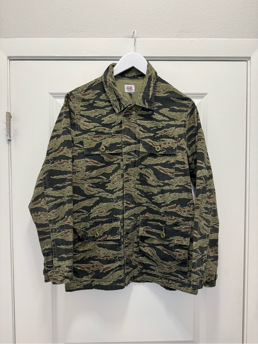 Obey Green All Over Print Camo Field Jacket
